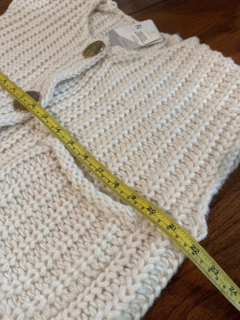 Cropped Cream Chunky Knit Button Vest